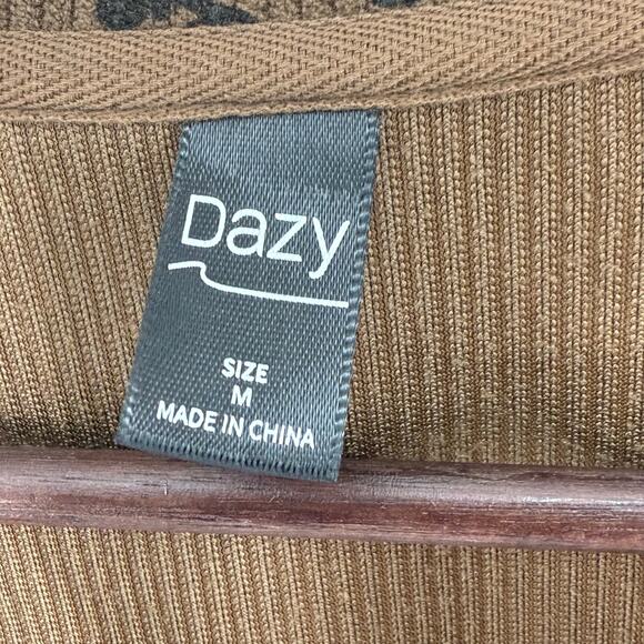 Dazy Leopard Print Sweatshirt Med Womens 1/4 Zip Pullover Casual Cozy Fall Top - Picture 4 of 4